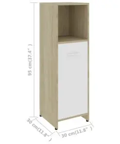 vidaXL Bathroom Cabinet White and Sonoma Oak 30x30x95 cm Chipboard