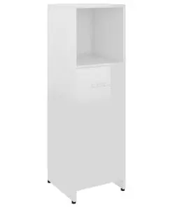 vidaXL Bathroom Cabinet High Gloss White 30x30x95 cm Chipboard