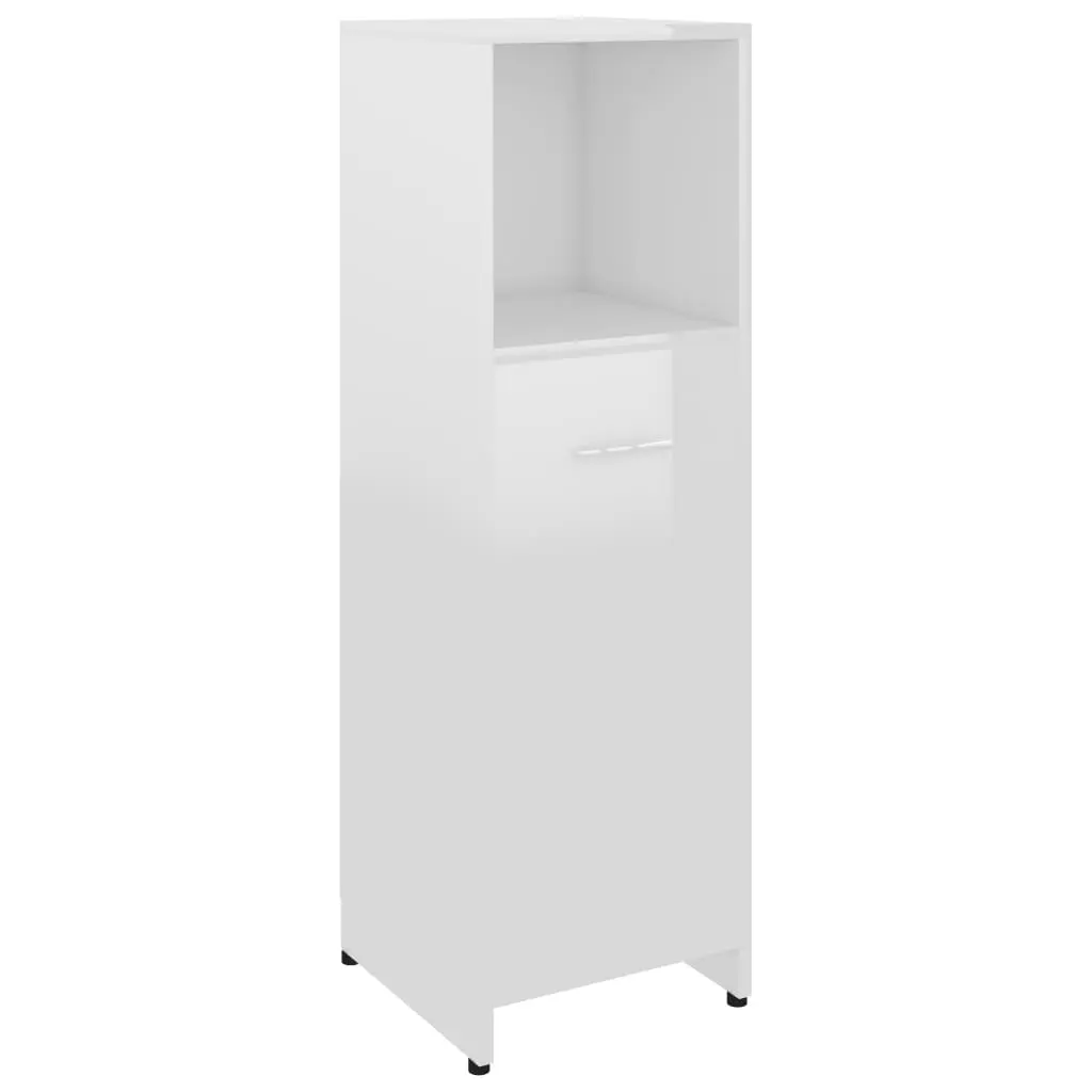 vidaXL Bathroom Cabinet High Gloss White 30x30x95 cm Chipboard