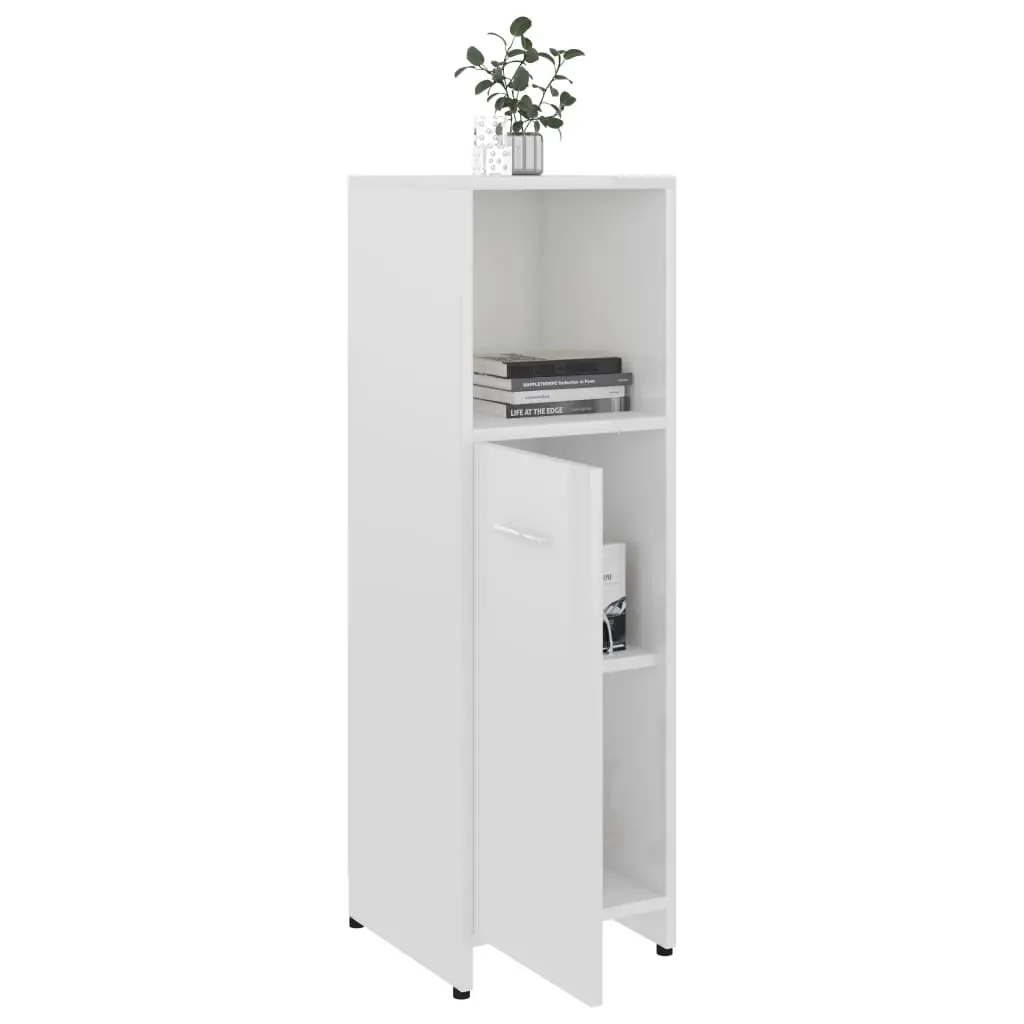 vidaXL Bathroom Cabinet High Gloss White 30x30x95 cm Chipboard