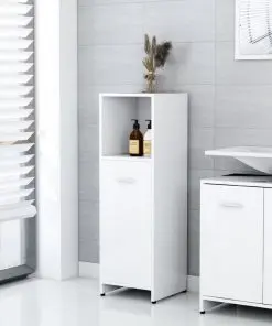 vidaXL Bathroom Cabinet High Gloss White 30x30x95 cm Chipboard