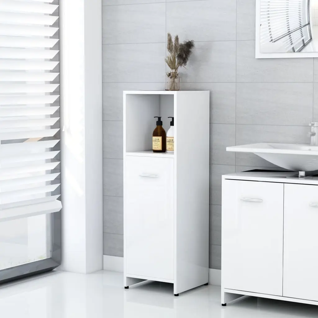 vidaXL Bathroom Cabinet High Gloss White 30x30x95 cm Chipboard