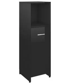 vidaXL Bathroom Cabinet High Gloss Black 30x30x95 cm Chipboard