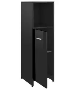 vidaXL Bathroom Cabinet High Gloss Black 30x30x95 cm Chipboard