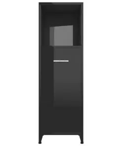 vidaXL Bathroom Cabinet High Gloss Black 30x30x95 cm Chipboard