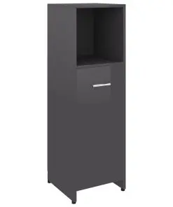 vidaXL Bathroom Cabinet High Gloss Grey 30x30x95 cm Chipboard