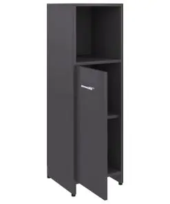 vidaXL Bathroom Cabinet High Gloss Grey 30x30x95 cm Chipboard