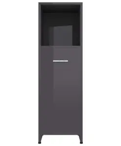 vidaXL Bathroom Cabinet High Gloss Grey 30x30x95 cm Chipboard