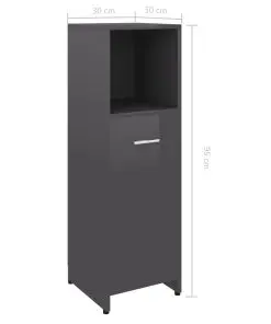 vidaXL Bathroom Cabinet High Gloss Grey 30x30x95 cm Chipboard