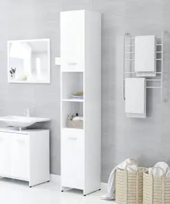 vidaXL Bathroom Cabinet White 30x30x183.5 cm Chipboard