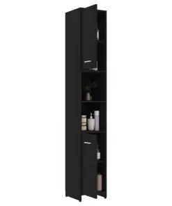 vidaXL Bathroom Cabinet Black 30x30x183.5 cm Chipboard
