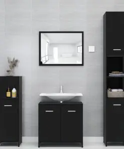 vidaXL Bathroom Cabinet Black 30x30x183.5 cm Chipboard