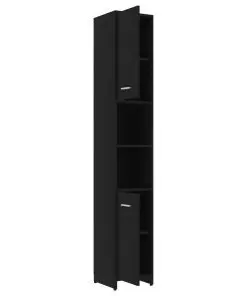 vidaXL Bathroom Cabinet Black 30x30x183.5 cm Chipboard