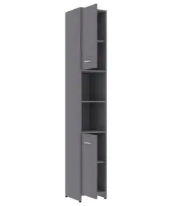 vidaXL Bathroom Cabinet Grey 30x30x183.5 cm Chipboard