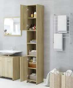vidaXL Bathroom Cabinet Sonoma Oak 30x30x183.5 cm Chipboard