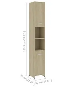 vidaXL Bathroom Cabinet Sonoma Oak 30x30x183.5 cm Chipboard