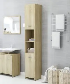 vidaXL Bathroom Cabinet Sonoma Oak 30x30x183.5 cm Chipboard