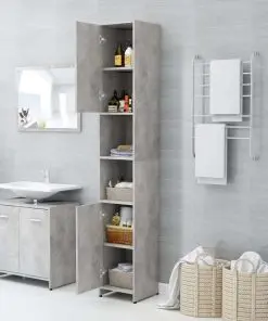 vidaXL Bathroom Cabinet Concrete Grey 30x30x183.5 cm Chipboard