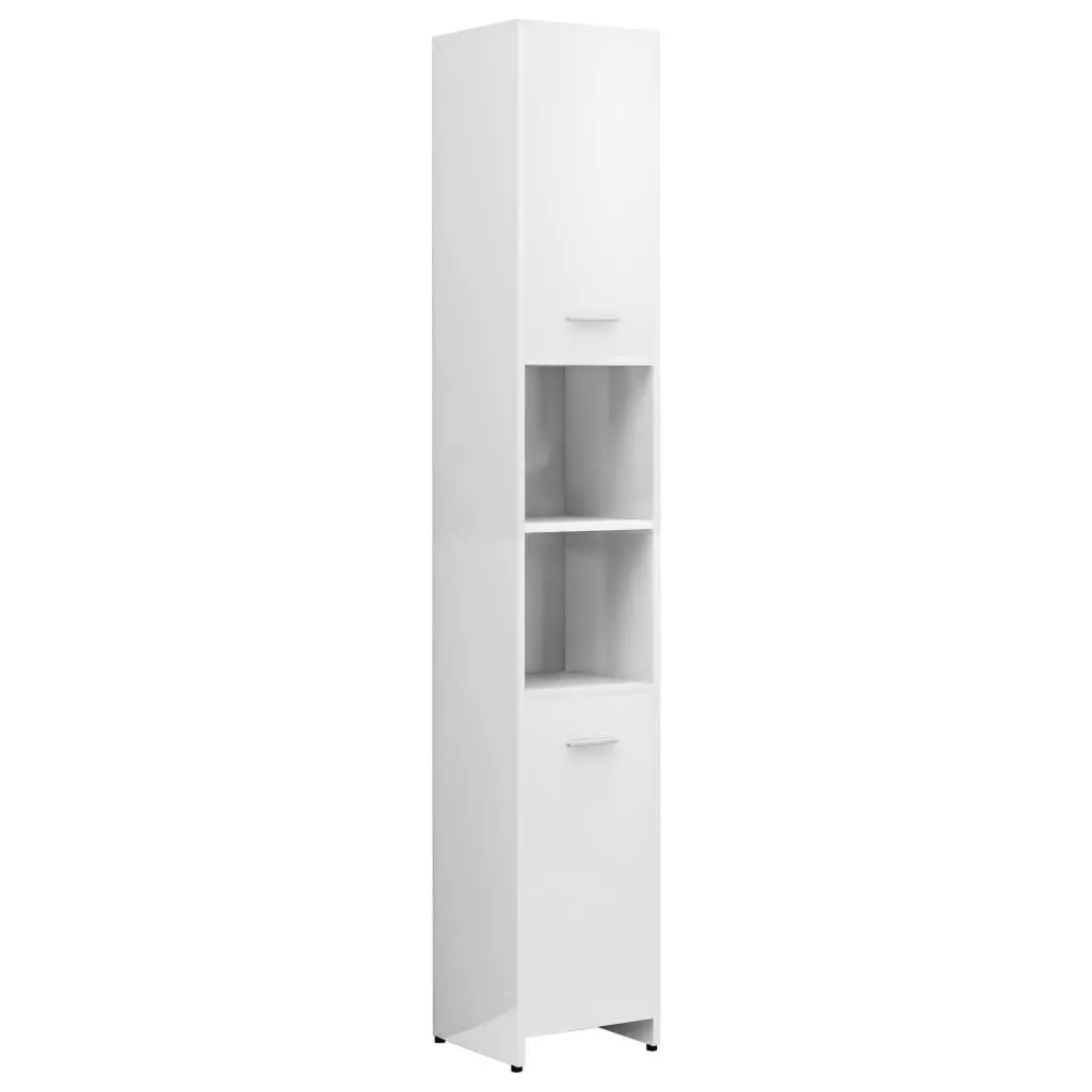 vidaXL Bathroom Cabinet High Gloss White 30x30x183.5 cm Chipboard
