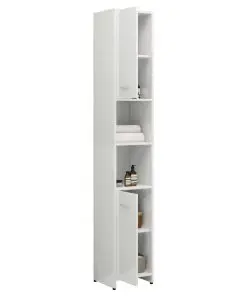 vidaXL Bathroom Cabinet High Gloss White 30x30x183.5 cm Chipboard