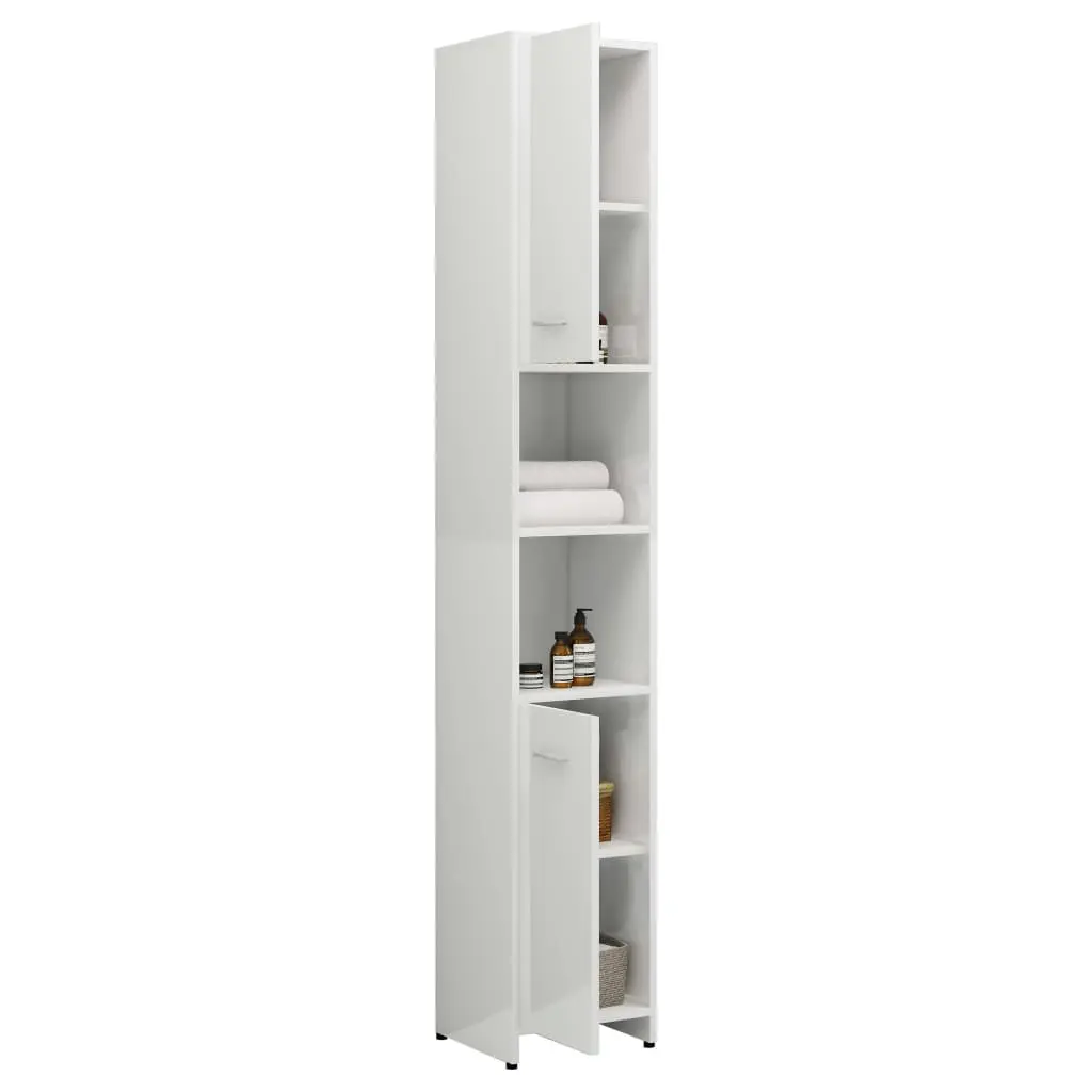 vidaXL Bathroom Cabinet High Gloss White 30x30x183.5 cm Chipboard