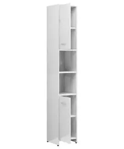 vidaXL Bathroom Cabinet High Gloss White 30x30x183.5 cm Chipboard