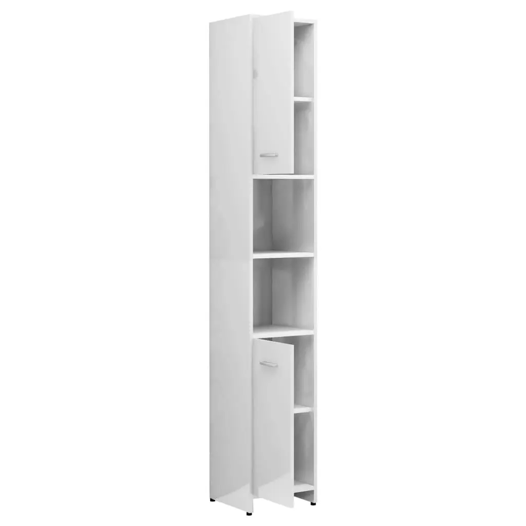 vidaXL Bathroom Cabinet High Gloss White 30x30x183.5 cm Chipboard
