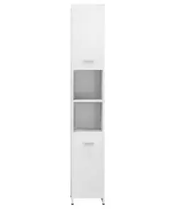 vidaXL Bathroom Cabinet High Gloss White 30x30x183.5 cm Chipboard
