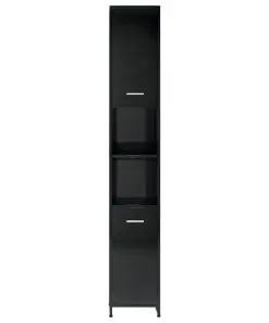 vidaXL Bathroom Cabinet High Gloss Black 30x30x183.5 cm Chipboard