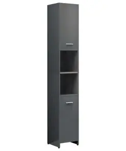 vidaXL Bathroom Cabinet High Gloss Grey 30x30x183.5 cm Chipboard