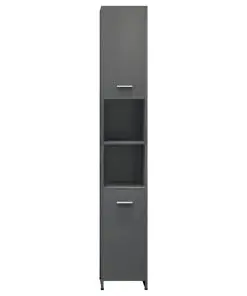 vidaXL Bathroom Cabinet High Gloss Grey 30x30x183.5 cm Chipboard