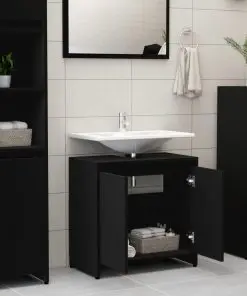 vidaXL Bathroom Cabinet Black 60x33x58 cm Chipboard