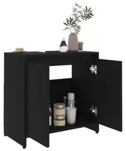 vidaXL Bathroom Cabinet Black 60x33x58 cm Chipboard