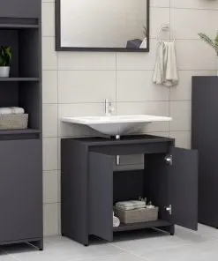 vidaXL Bathroom Cabinet Grey 60x33x58 cm Chipboard