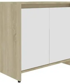 vidaXL Bathroom Cabinet White and Sonoma Oak 60x33x58 cm Chipboard