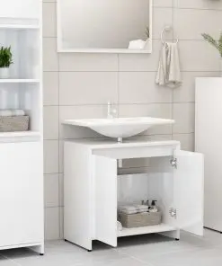vidaXL Bathroom Cabinet High Gloss White 60x33x58 cm Chipboard