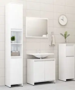vidaXL Bathroom Cabinet High Gloss White 60x33x58 cm Chipboard