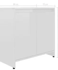 vidaXL Bathroom Cabinet High Gloss White 60x33x58 cm Chipboard