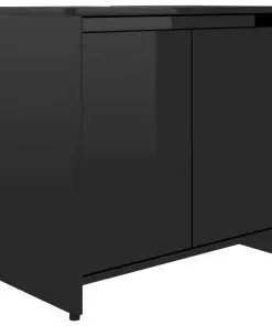 vidaXL Bathroom Cabinet High Gloss Black 60x33x58 cm Chipboard