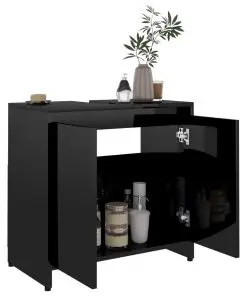 vidaXL Bathroom Cabinet High Gloss Black 60x33x58 cm Chipboard
