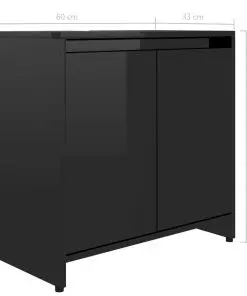vidaXL Bathroom Cabinet High Gloss Black 60x33x58 cm Chipboard