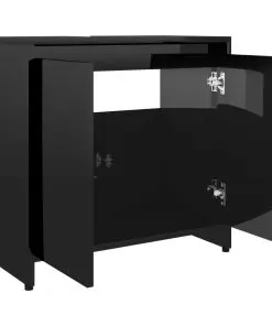 vidaXL Bathroom Cabinet High Gloss Black 60x33x58 cm Chipboard