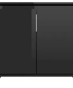 vidaXL Bathroom Cabinet High Gloss Black 60x33x58 cm Chipboard