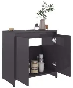 vidaXL Bathroom Cabinet High Gloss Grey 60x33x58 cm Chipboard