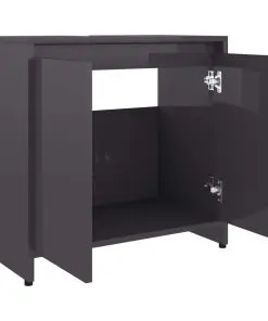vidaXL Bathroom Cabinet High Gloss Grey 60x33x58 cm Chipboard