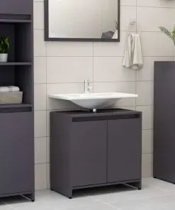 vidaXL Bathroom Cabinet High Gloss Grey 60x33x58 cm Chipboard