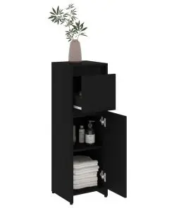 vidaXL Bathroom Cabinet Black 30x30x95 cm Chipboard