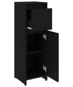 vidaXL Bathroom Cabinet Black 30x30x95 cm Chipboard