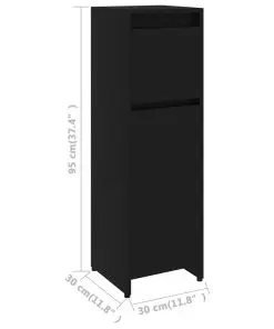 vidaXL Bathroom Cabinet Black 30x30x95 cm Chipboard