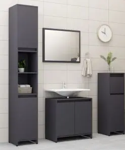 vidaXL Bathroom Cabinet Grey 30x30x95 cm Chipboard